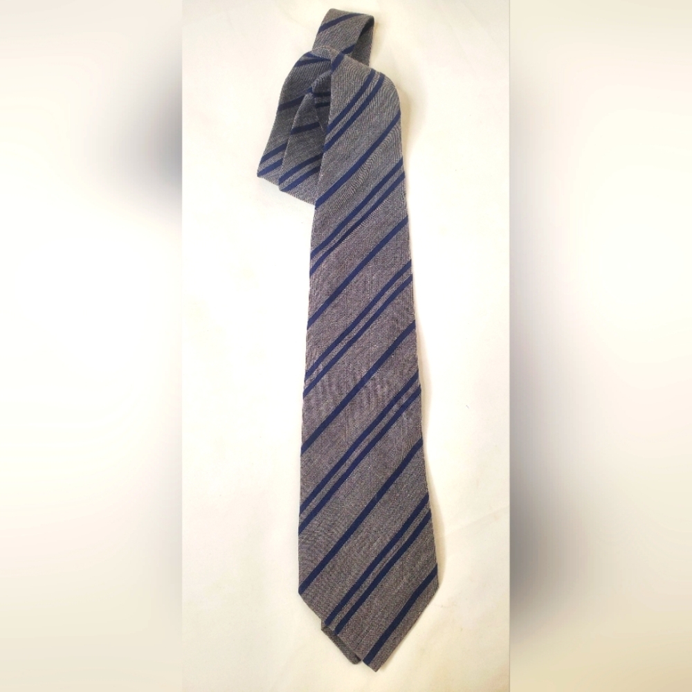Dunhill Men's Striped Gray and Blue Tie